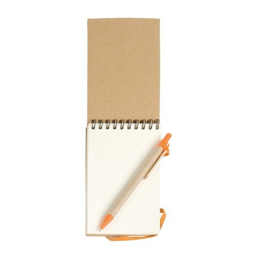 Bloc notes en papier recyclable avec stylo en carton (9x14,8 cm)