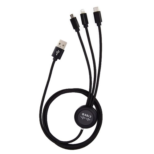 3in1 long cable with elighted logo for engraving