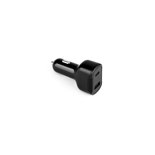 DIRAC. Cigarette lighter adapter with USB-A port 18W and USB-C 20W in 100% rABS