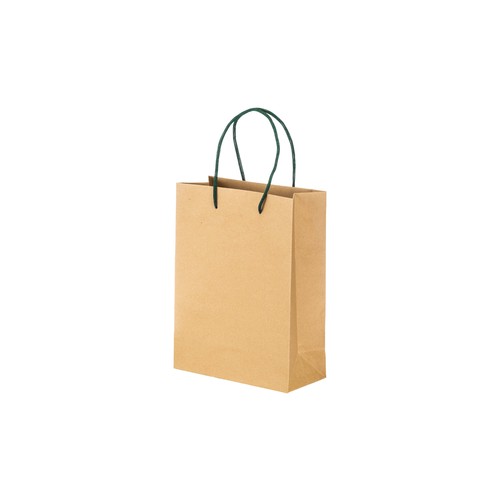 150 g/m2 natural recycled paper bag with gusset and short colored handles