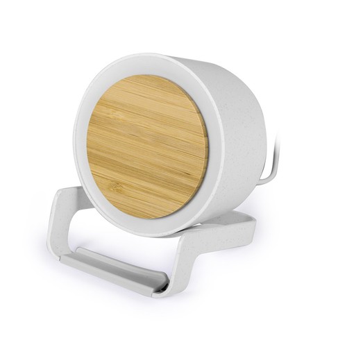 BLUETOOTH SPEAKER WITH WIRELESS CHARGER IN WHEAT STRAW+ABS,BAMBOO