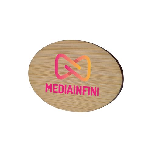 Badge Bamboo Oval 50 x 74 mm, Needle, Print in full color