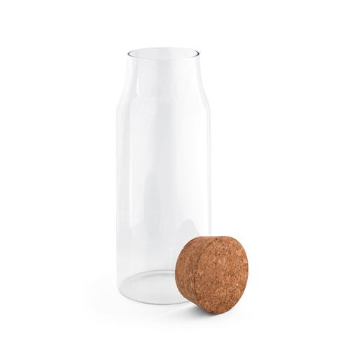 JASMIN 1000. Borosilicate glass bottle with cork lid 1 litre
