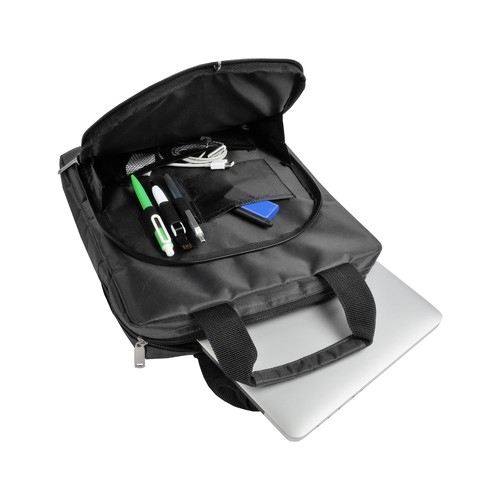 840D polyester laptop backpack. Laptop pocket and front accessory pocket