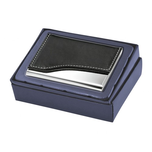 BUSINESS CARD CASE METAL - PU BLACK