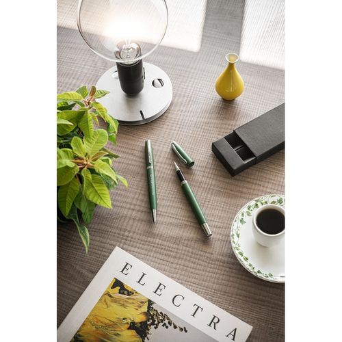 RE-LANDO-SET. Zestaw długopis i pióro kulkowe z korpusem wykonanym w aluminium pochodzącego z recyklingu (100% rAL)