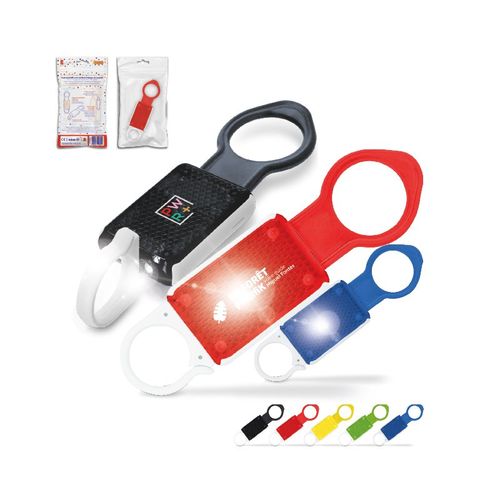 LÁMPARA DE SEGURIDAD CON CLIP Y PORTABOTELLAS