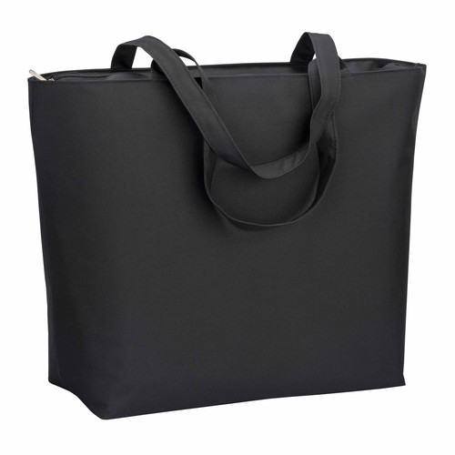 300D polyester beach bag  with long handles and zip closure