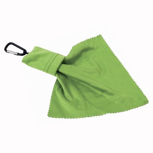 Snap hook keychain with foldable polyester microfibre screen/lens cleaning cloth