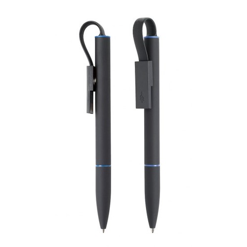 Ballpen USB Black rubberized barrel