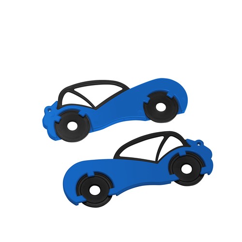 Chiphouder met twee winkelwagenmuntjes 1€ "auto"