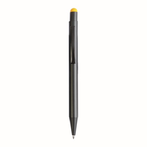 Aluminum push button ball pen with colored touch screen and laser engraved logo