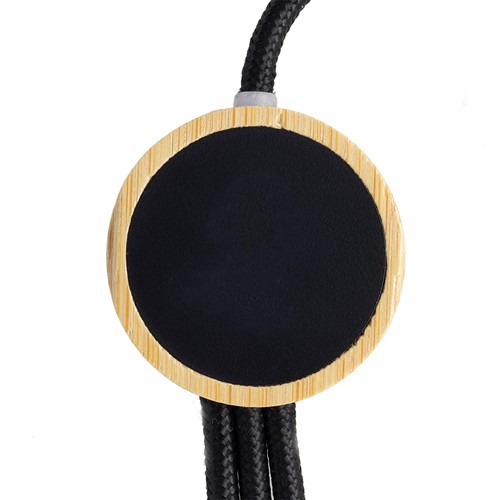 3-in-1 cable with elighted logo in a wooden casing