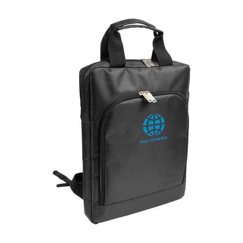 840D polyester laptop backpack. Laptop pocket and front accessory pocket