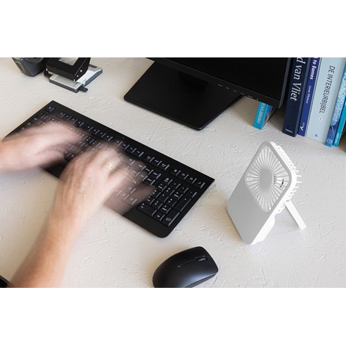 Aervina RCS recycled plastic re-chargeable desk fan