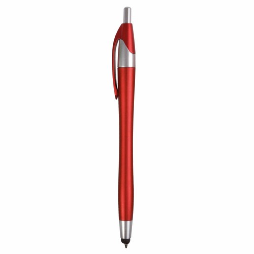 Plastic snap pen with touchscreen rubber tip