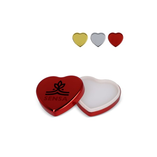 Bálsamo labial metálico plano en forma de corazón
