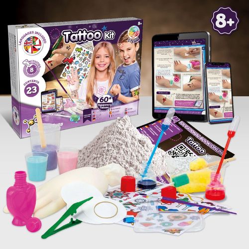 Tattoo Factory Kit III. Educatief spel geleverd met een kraftpapier cadeauzakje (115 g/m²)