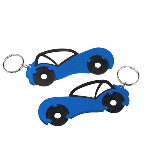 Chiphouder met twee winkelwagenmuntjes 1€ "auto"