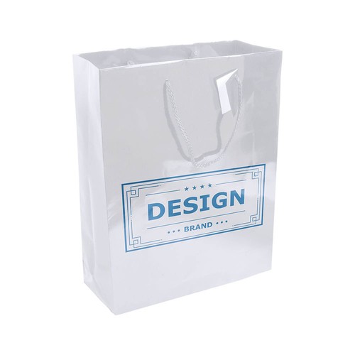 157 g/m2 laminated paper shopping bag with gusset and bottom reinforcement, string handles