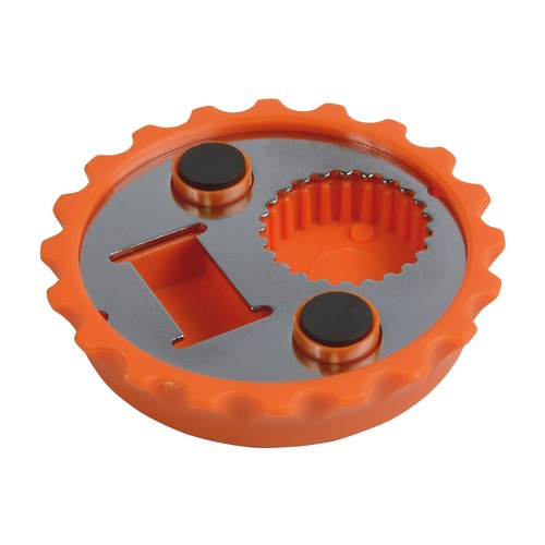 ABS and metal, bottle top-shaped, screw-top and bottle opener with magnets