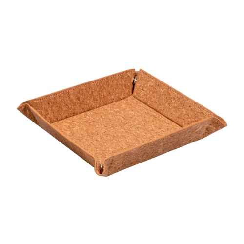 Cork tray with press buttons.