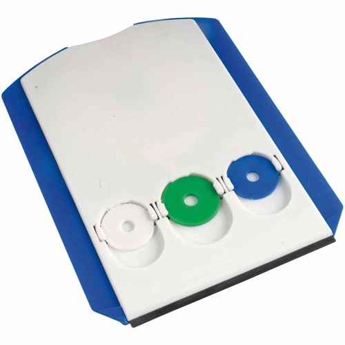 Multifunctional plastic parking disc with ice scraper shovel and 3 shopping trolley tokens