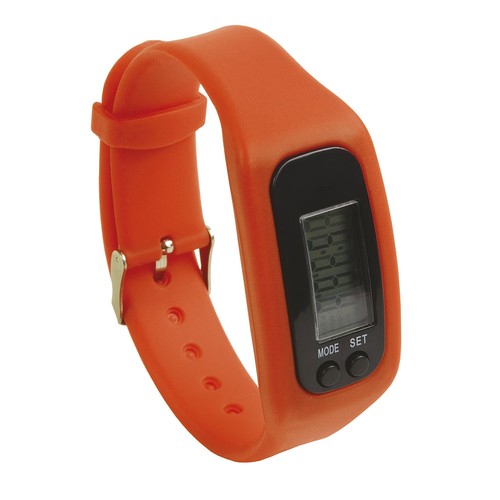 Activity tracker: pedometer, calories burned, distance travelled, watch. Rubber bracelet