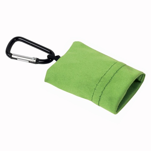 Snap hook keychain with foldable polyester microfibre screen/lens cleaning cloth