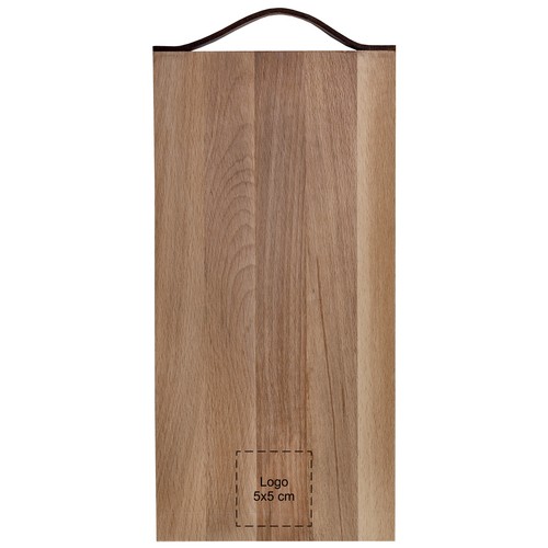 Planche avec poignée en cuir hêtre 33x16 cm