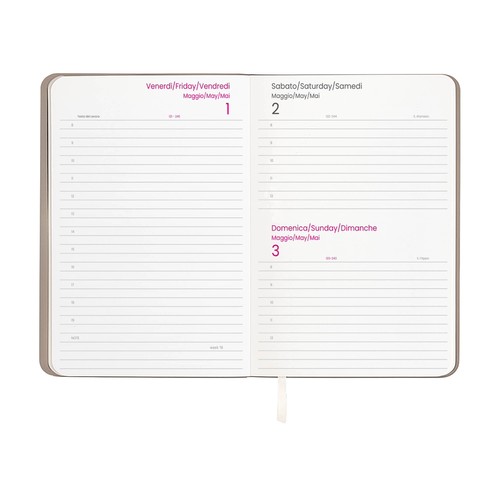 2026 daily planner with soft cover in thermo-reactive PU