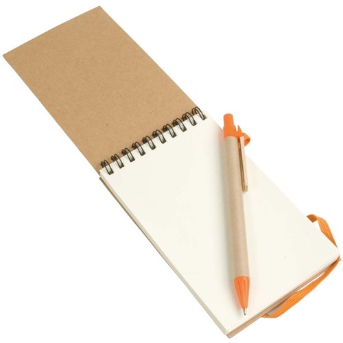 Bloc notes en papier recyclable avec stylo en carton (9x14,8 cm)