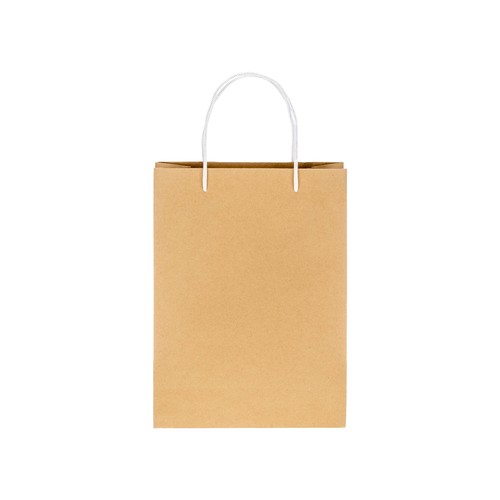 150 g/m2 natural recycled paper bag with gusset and short colored handles