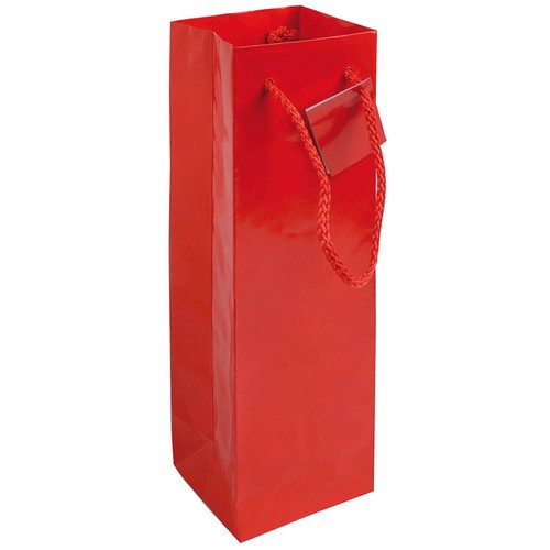 157 g/m2 laminated paper bottle shopping bag with gusset and bottom reinforcement, string