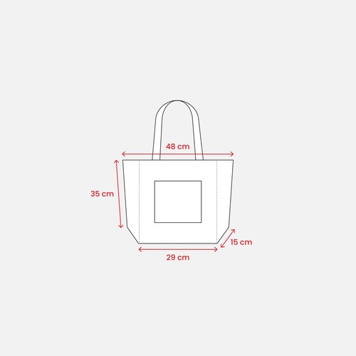 Bolsa con asas, bolsillo frontal y cierre cremallera.
