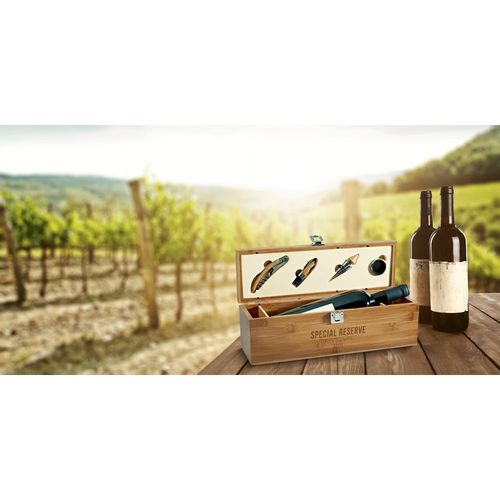 SYRAH. Bamboo, zinc and stainless steel wine set