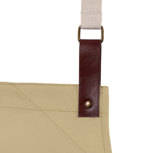 280 g/m2  cotton kitchen apron with 2 front pockets, adjustable PU straps.