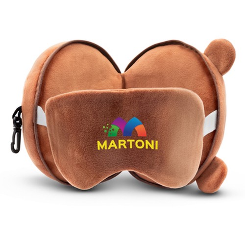 Plush teddy bear, travel pillow, eye mask | Ren