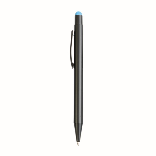 Aluminum push button ball pen with colored touch screen and laser engraved logo