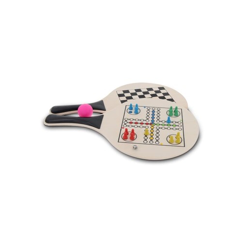 Paletki tenisowe z MDF i planszą do gry w chińczyka