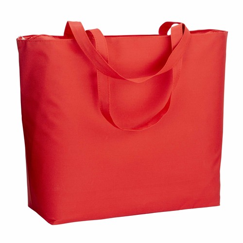 300D polyester beach bag  with long handles and zip closure