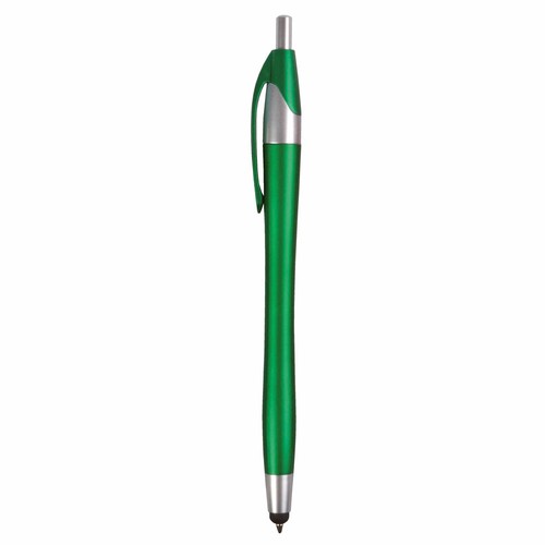 Plastic snap pen with touchscreen rubber tip