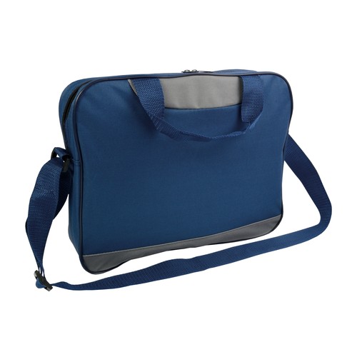 600D polyester briefcase with shoulder strap, handle and zip closure