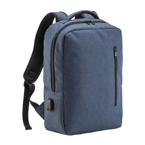 300D Polyester laptop backpack with 3 pockets. Laptop principal pocket and side pocket