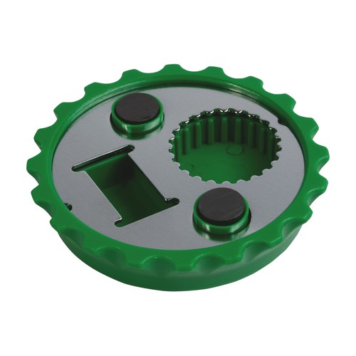 ABS and metal, bottle top-shaped, screw-top and bottle opener with magnets
