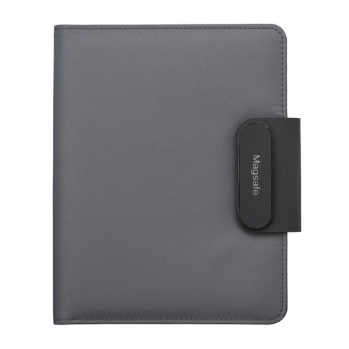 A5 organizer folder in R-PET with lock and magnetic closure that lights up