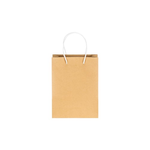 150 g/m2 natural recycled paper bag with gusset and short colored handles