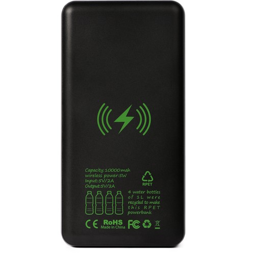 10000 mAh USB AND WIRELESS RPET CHARGER