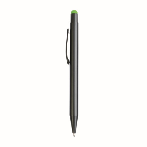 Aluminum push button ball pen with colored touch screen and laser engraved logo