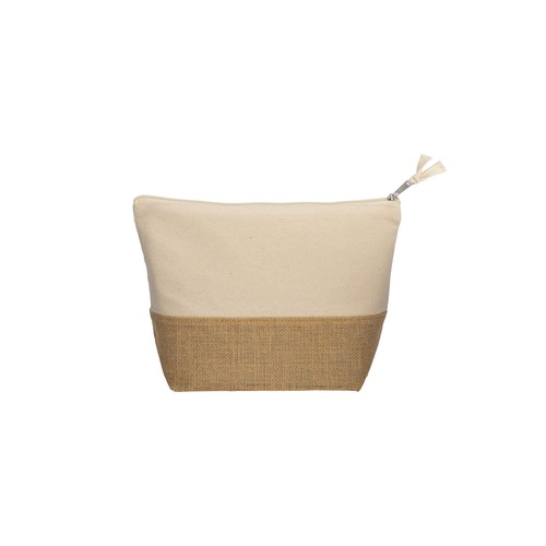 290g/ m2 cotton beauty case , with jute base and zip closure